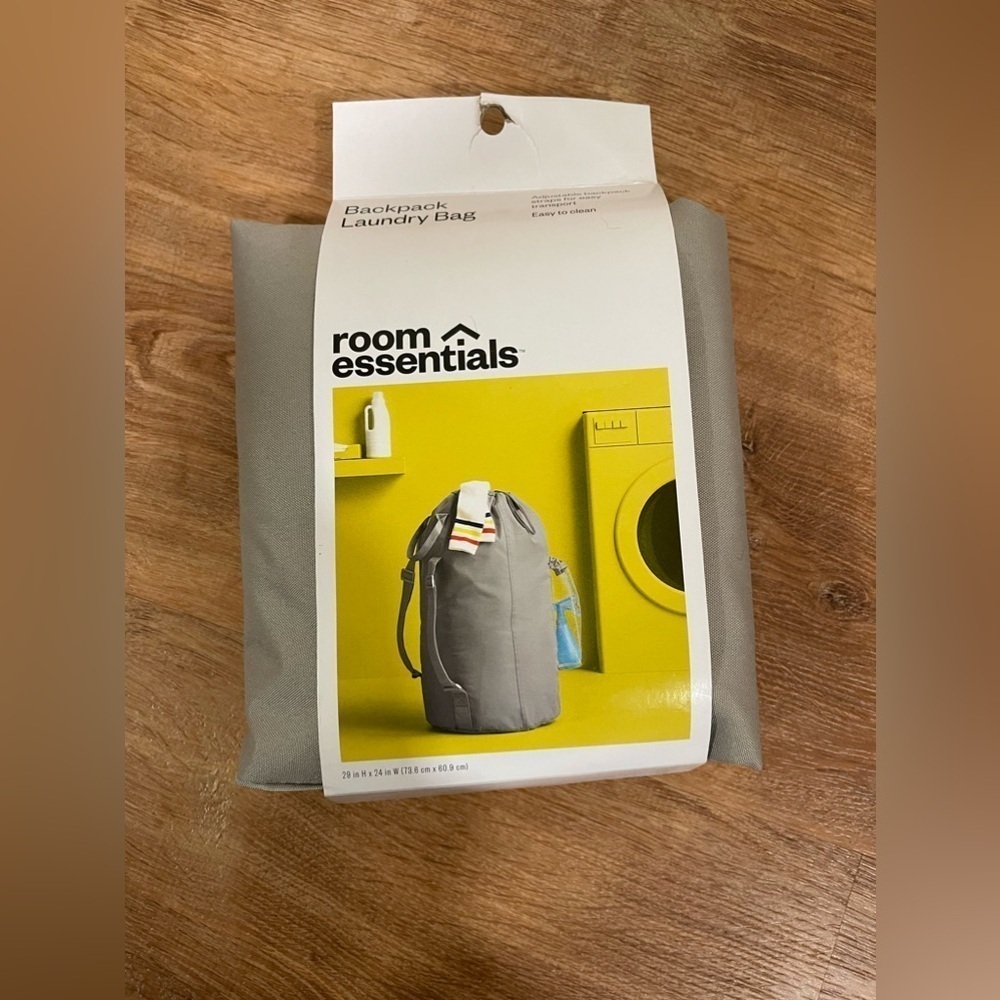 Room Essentials grey laundry backpack bag​​​​​​​